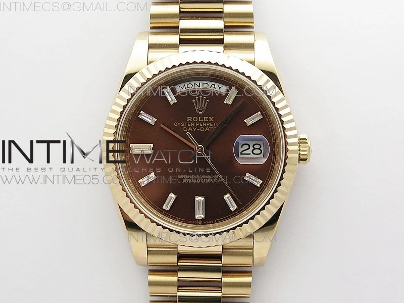 Day-Date 40mm 228239 BP New Dial Version 904 RG Brown T Crystal Markers Dial on RG President Bracelet A2836