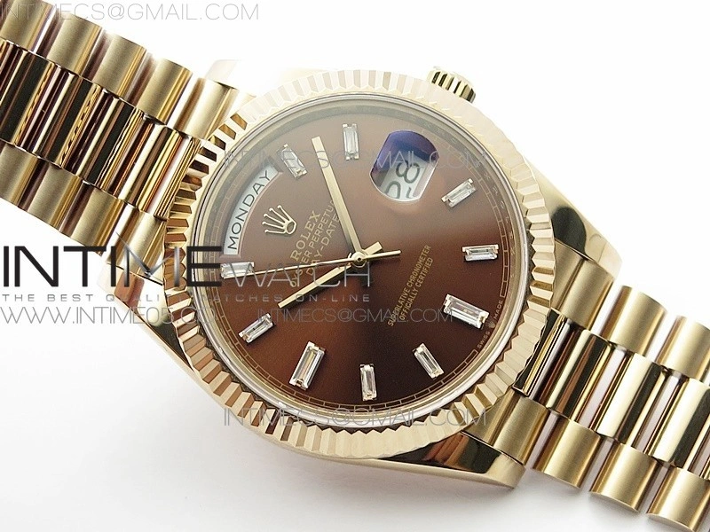 Day-Date 40mm 228239 BP New Dial Version 904 RG Brown T Crystal Markers Dial on RG President Bracelet A2836