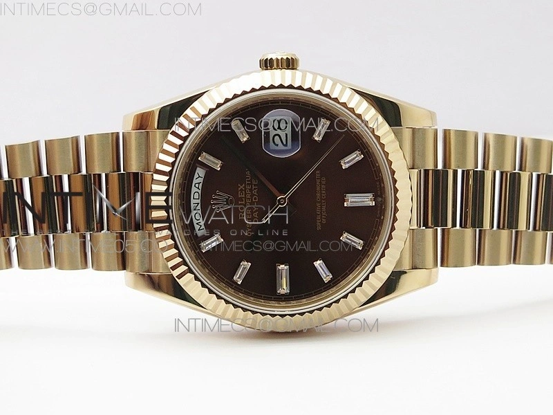 Day-Date 40mm 228239 BP New Dial Version 904 RG Brown T Crystal Markers Dial on RG President Bracelet A2836