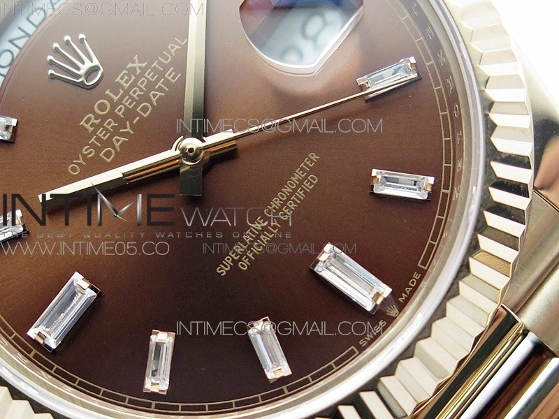 Day-Date 40mm 228239 BP New Dial Version 904 RG Brown T Crystal Markers Dial on RG President Bracelet A2836