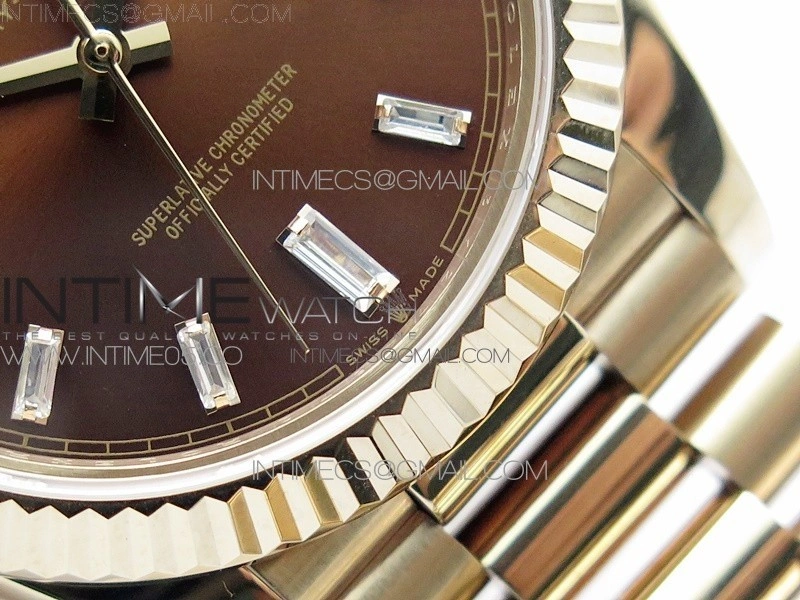 Day-Date 40mm 228239 BP New Dial Version 904 RG Brown T Crystal Markers Dial on RG President Bracelet A2836