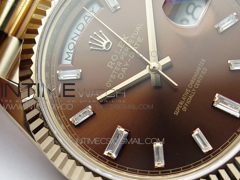 Day-Date 40mm 228239 BP New Dial Version 904 RG Brown T Crystal Markers Dial on RG President Bracelet A2836
