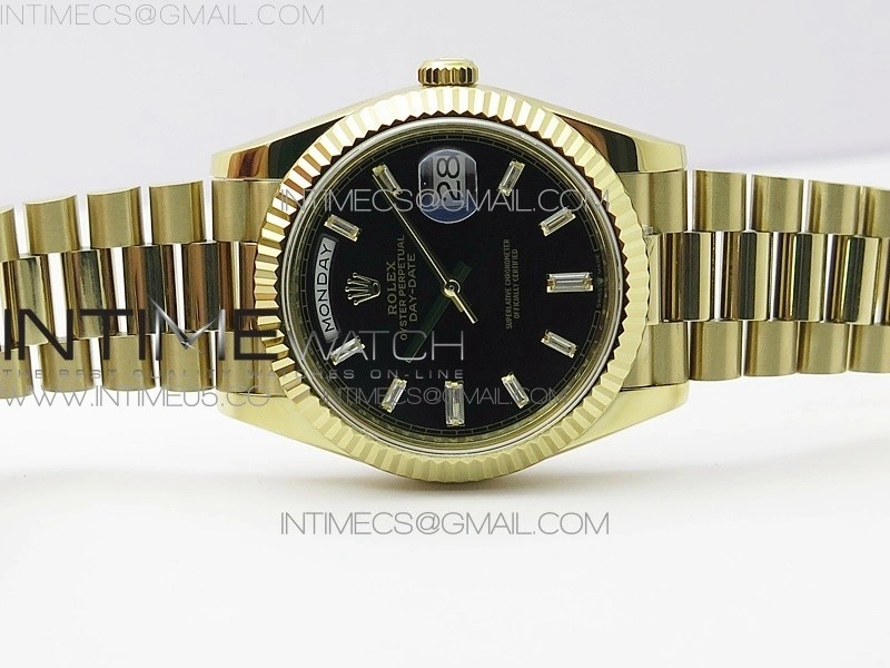 Day-Date 40mm 228239 BP New Dial Version 904 YG Black T Crystal Markers Dial on YG President Bracelet A2836