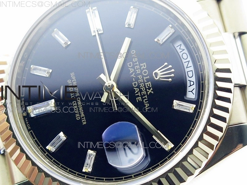 Day-Date 40mm 228239 BP New Dial Version 904 YG Black T Crystal Markers Dial on YG President Bracelet A2836