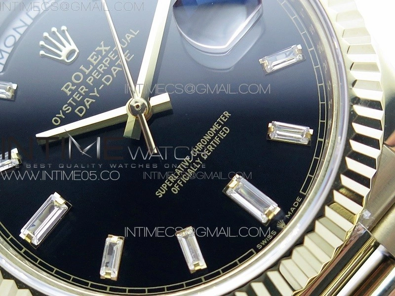 Day-Date 40mm 228239 BP New Dial Version 904 YG Black T Crystal Markers Dial on YG President Bracelet A2836