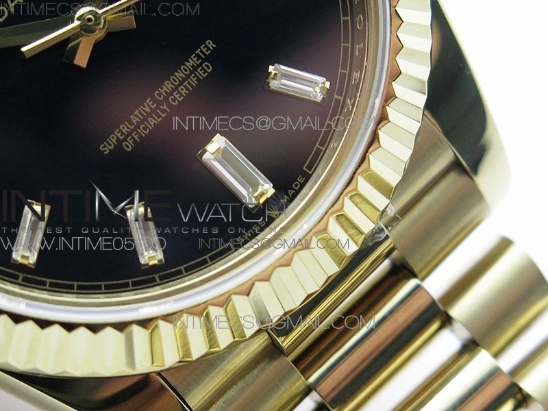 Day-Date 40mm 228239 BP New Dial Version 904 YG Black T Crystal Markers Dial on YG President Bracelet A2836