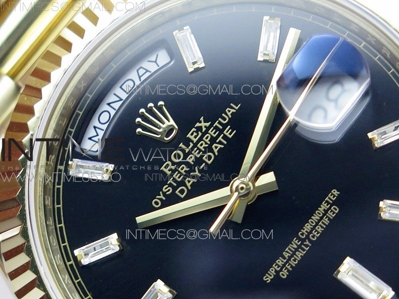 Day-Date 40mm 228239 BP New Dial Version 904 YG Black T Crystal Markers Dial on YG President Bracelet A2836