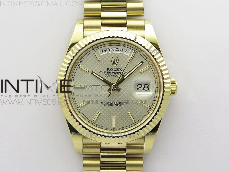 Day-Date 40mm 228239 BP New Dial Version 904 YG Ice Blue Sticks Markers Dial on YG President Bracelet A2836