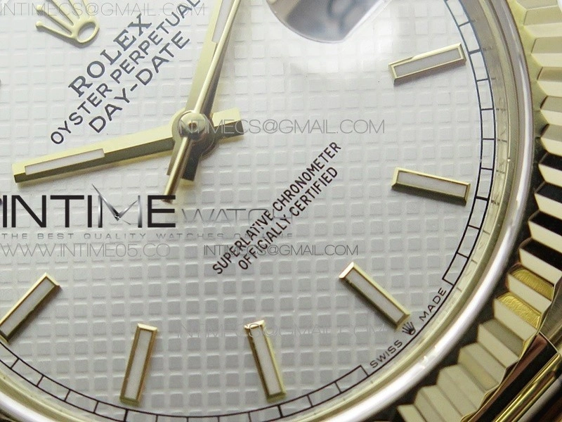 Day-Date 40mm 228239 BP New Dial Version 904 YG Ice Blue Sticks Markers Dial on YG President Bracelet A2836