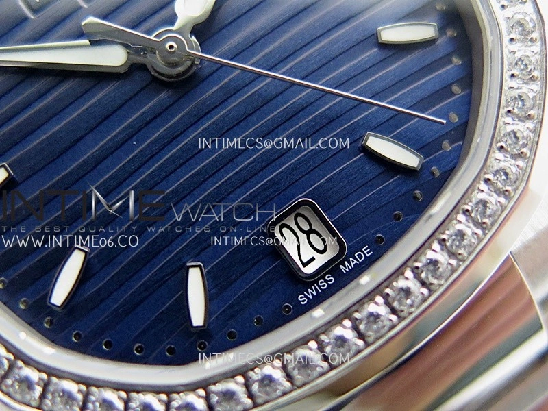 Nautilus 7118 Ladies Diamond Bezel SS DDF 1:1 Best Edition Blue Dial On SS Bracelet Super Clone DD324