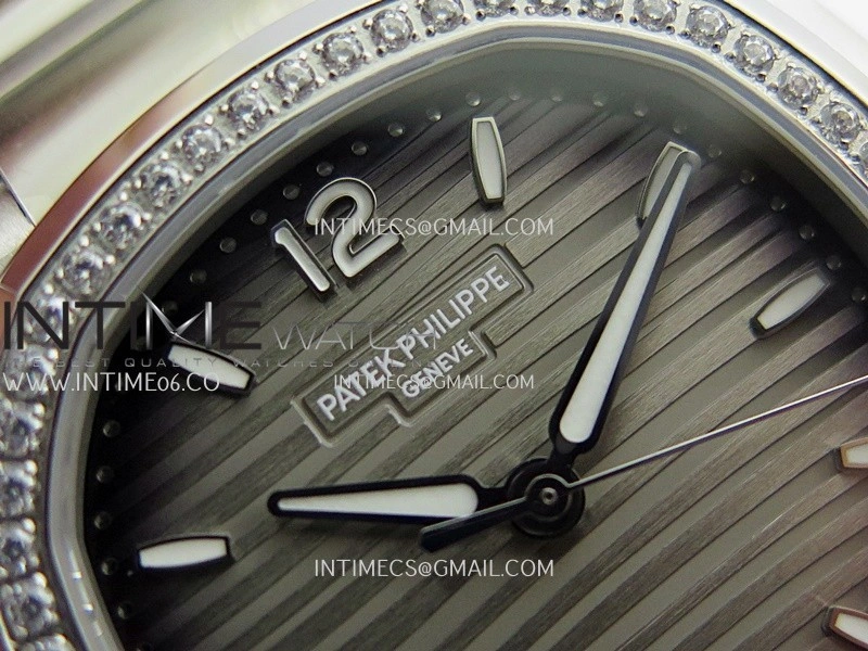 Nautilus 7118 Ladies Diamond Bezel SS DDF 1:1 Best Edition Gray Dial On SS Bracelet Super Clone DD324