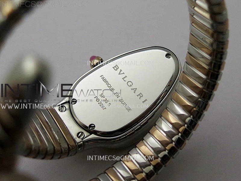 Serpenti 35mm Diamond Bezel SS RG BVF 1:1 Best Edition Black Dial on SS RG Bracelet Ronda Quartz