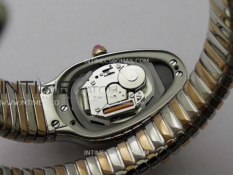 Serpenti 35mm Diamond Bezel SS RG BVF 1:1 Best Edition Black Dial on SS RG Bracelet Ronda Quartz