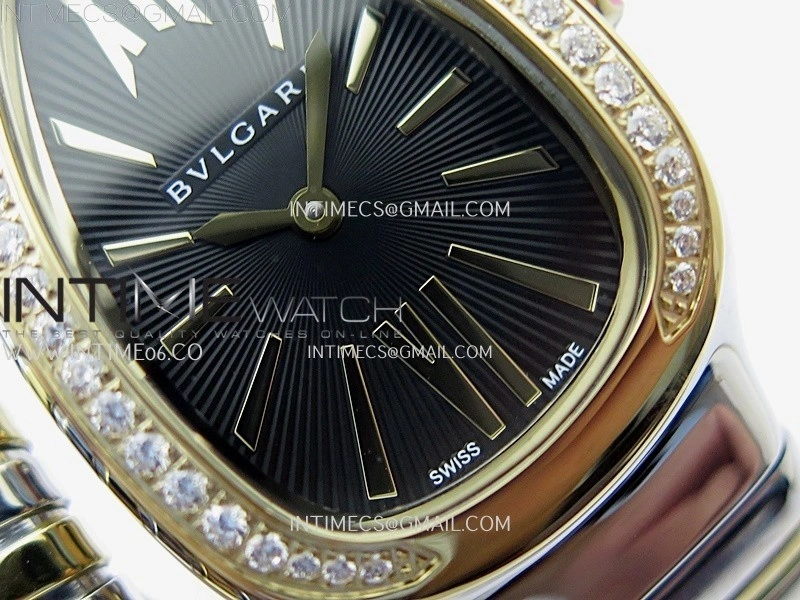 Serpenti 35mm Diamond Bezel SS YG BVF 1:1 Best Edition Black Dial on SS YG Bracelet Ronda Quartz