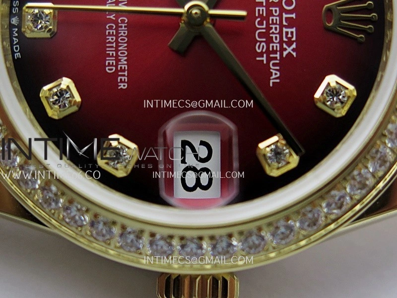 DateJust 31mm Diamond Bezel YG GMF Best Edition Red Ombre Dial On YG President Bracelet A2824