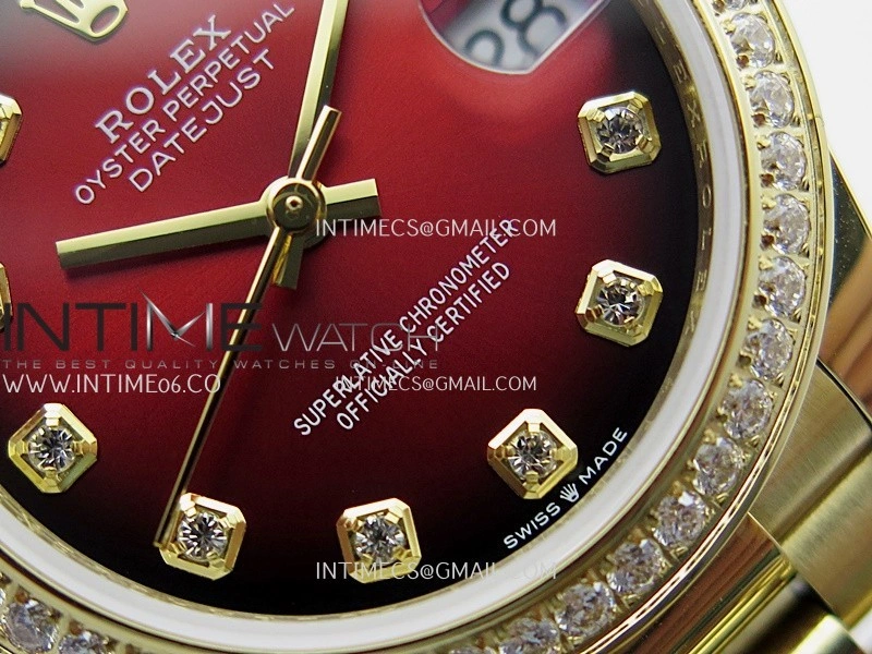 DateJust 31mm Diamond Bezel YG GMF Best Edition Red Ombre Dial On YG President Bracelet A2824