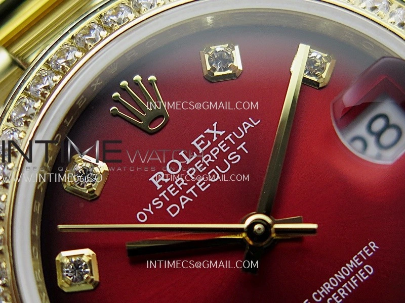 DateJust 31mm Diamond Bezel YG GMF Best Edition Red Ombre Dial On YG President Bracelet A2824