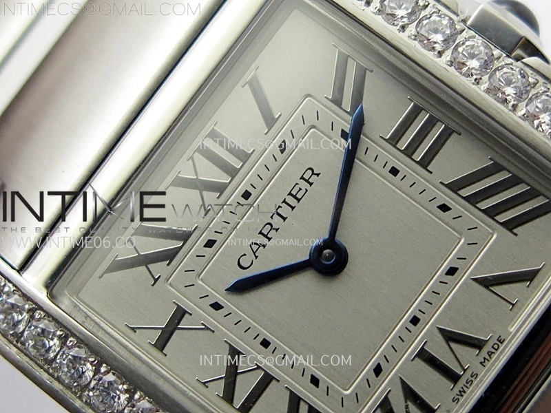 Tank Francaise Ladies 27mm Diamonds Bezel SS 8848F 1:1 Best Edition Silver Dial on SS Bracelet Ronda Quartz
