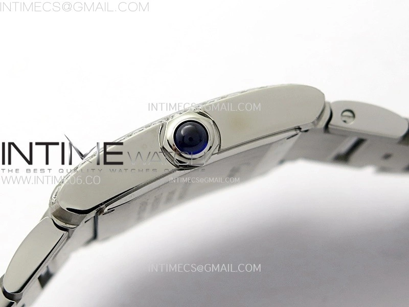 Tank Francaise Ladies 27mm Diamonds Bezel SS 8848F 1:1 Best Edition Silver Dial on SS Bracelet Ronda Quartz