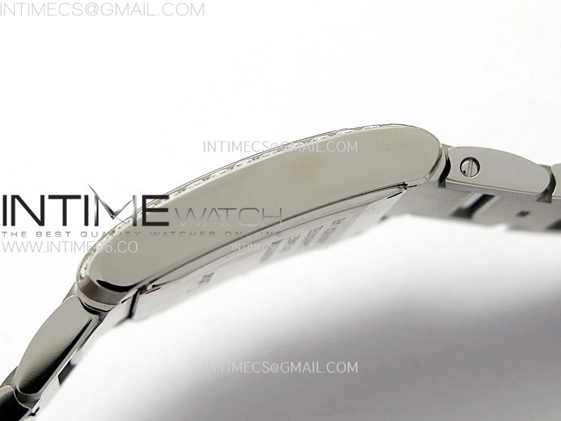 Tank Francaise Ladies 27mm Diamonds Bezel SS 8848F 1:1 Best Edition Silver Dial on SS Bracelet Ronda Quartz