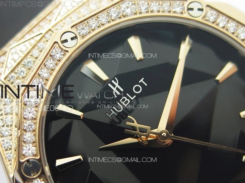 Classic Fusion Orlinski SS Full Real Diamonds RG B50F 1:1 Best Edition Black Faceted Dial on Black Rubber Strap A2892