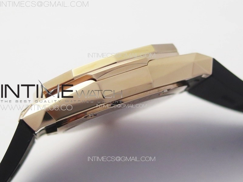 Classic Fusion Orlinski SS Full Real Diamonds RG B50F 1:1 Best Edition Black Faceted Dial on Black Rubber Strap A2892
