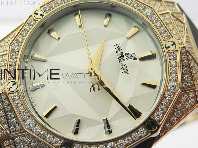 Classic Fusion Orlinski SS Full Real Diamonds RG B50F 1:1 Best Edition White Faceted Dial on Black Rubber Strap A2892