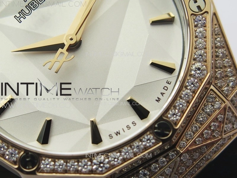 Classic Fusion Orlinski SS Full Real Diamonds RG B50F 1:1 Best Edition White Faceted Dial on Black Rubber Strap A2892