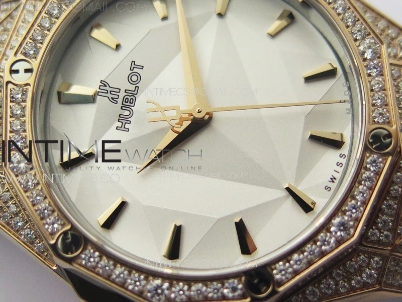 Classic Fusion Orlinski SS Full Real Diamonds RG B50F 1:1 Best Edition White Faceted Dial on Black Rubber Strap A2892
