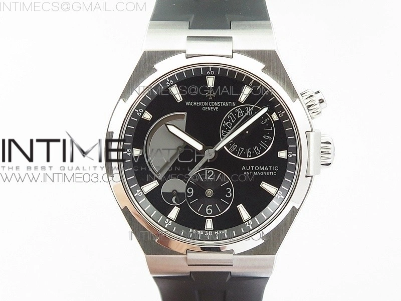 Overseas Dual Time Power Reserve TWA Best Edition Black Dial on Black Rubber Strap A1222