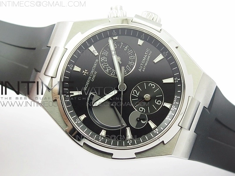 Overseas Dual Time Power Reserve TWA Best Edition Black Dial on Black Rubber Strap A1222