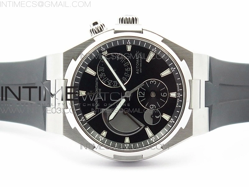 Overseas Dual Time Power Reserve TWA Best Edition Black Dial on Black Rubber Strap A1222