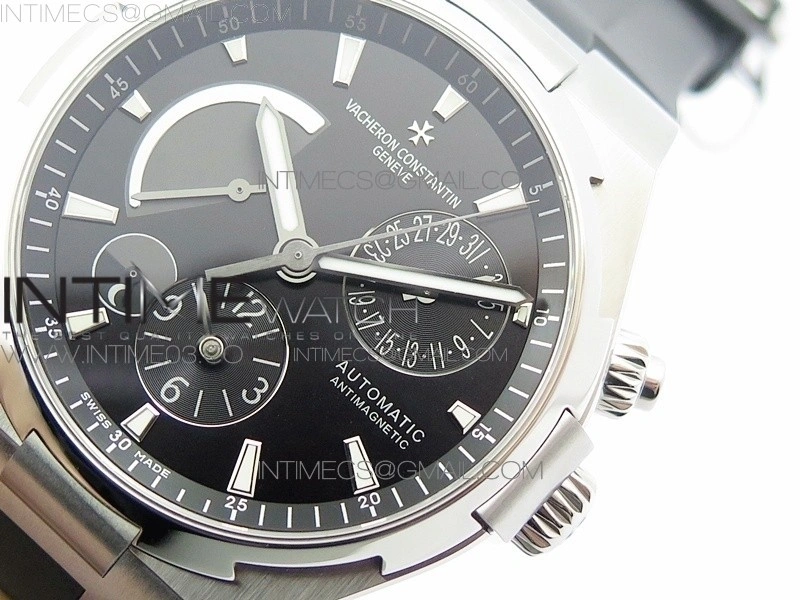 Overseas Dual Time Power Reserve TWA Best Edition Black Dial on Black Rubber Strap A1222