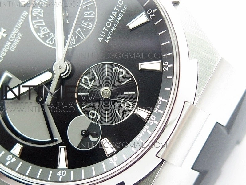 Overseas Dual Time Power Reserve TWA Best Edition Black Dial on Black Rubber Strap A1222