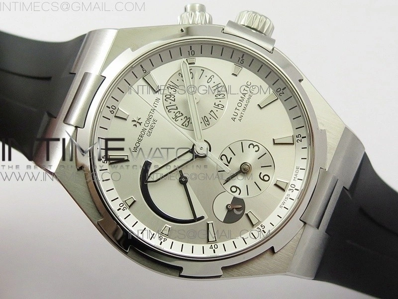 Overseas Dual Time Power Reserve TWA Best Edition White Dial on Black Rubber Strap A1222