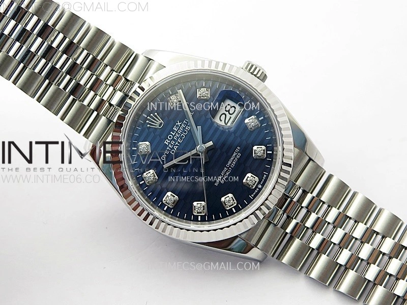 DateJust 36 SS 126234 VSF 1:1 Best Edition 904L Steel Blue Fluted Dial Diamonds Markers on Jubilee Bracelet VS3235