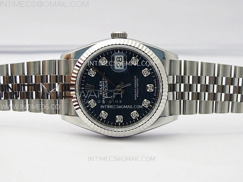 DateJust 36 SS 126234 VSF 1:1 Best Edition 904L Steel Blue Fluted Dial Diamonds Markers on Jubilee Bracelet VS3235