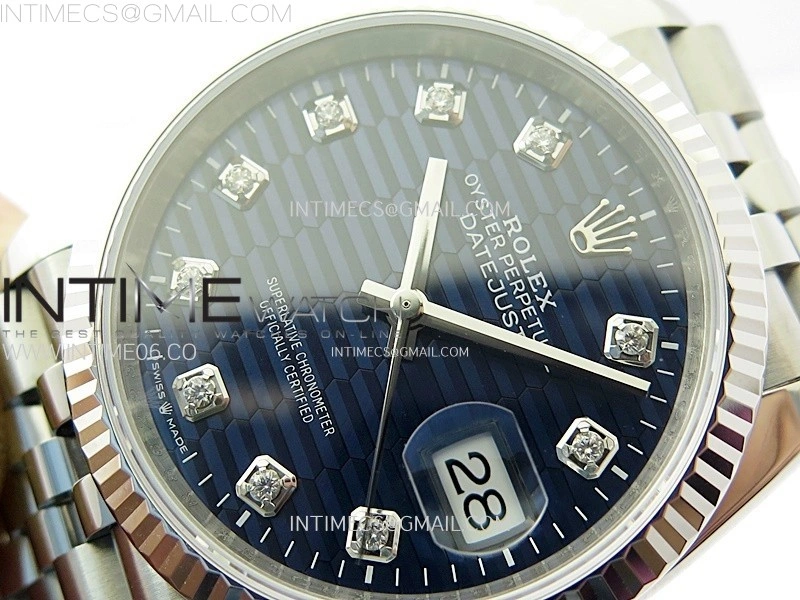 DateJust 36 SS 126234 VSF 1:1 Best Edition 904L Steel Blue Fluted Dial Diamonds Markers on Jubilee Bracelet VS3235