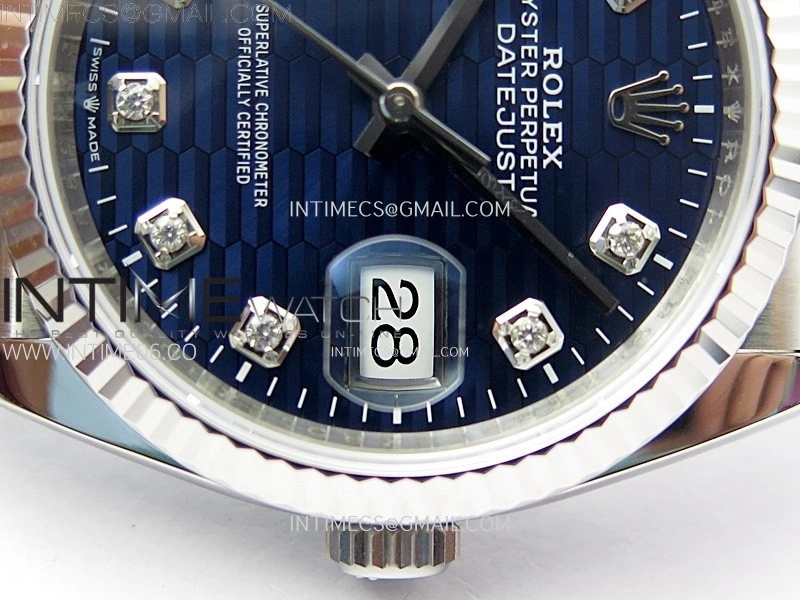 DateJust 36 SS 126234 VSF 1:1 Best Edition 904L Steel Blue Fluted Dial Diamonds Markers on Jubilee Bracelet VS3235