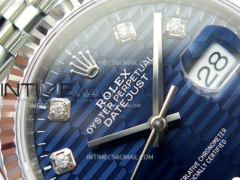 DateJust 36 SS 126234 VSF 1:1 Best Edition 904L Steel Blue Fluted Dial Diamonds Markers on Jubilee Bracelet VS3235