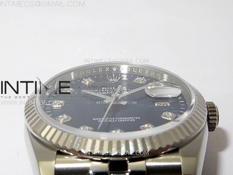 DateJust 36 SS 126234 VSF 1:1 Best Edition 904L Steel Blue Fluted Dial Diamonds Markers on Jubilee Bracelet VS3235