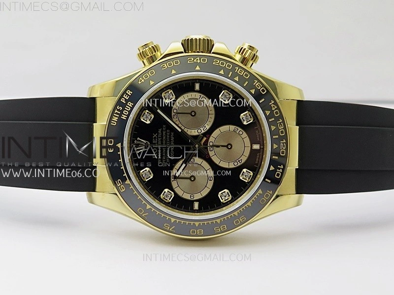 Daytona 126518 QF Gain Weight 1:1 Best Edition Black Dial Gold Subdial Diamonds Markers on Oysterflex Strap SH4131 V11