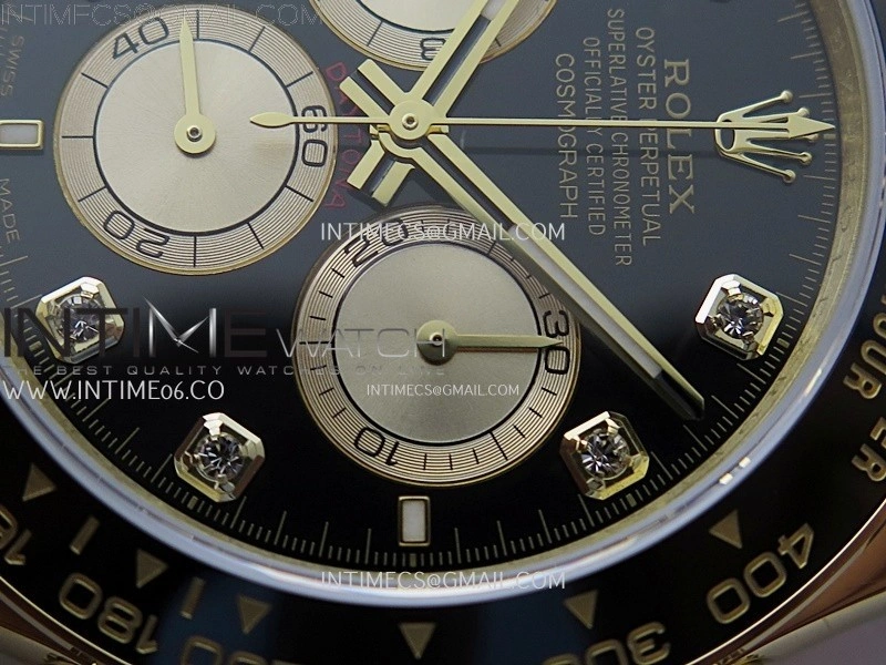 Daytona 126518 QF Gain Weight 1:1 Best Edition Black Dial Gold Subdial Diamonds Markers on Oysterflex Strap SH4131 V11