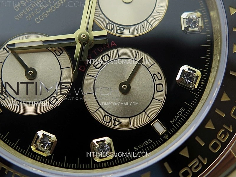 Daytona 126518 QF Gain Weight 1:1 Best Edition Black Dial Gold Subdial Diamonds Markers on Oysterflex Strap SH4131 V11