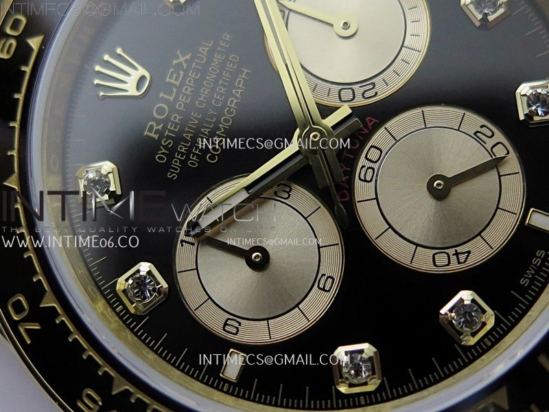 Daytona 126518 QF Gain Weight 1:1 Best Edition Black Dial Gold Subdial Diamonds Markers on Oysterflex Strap SH4131 V11