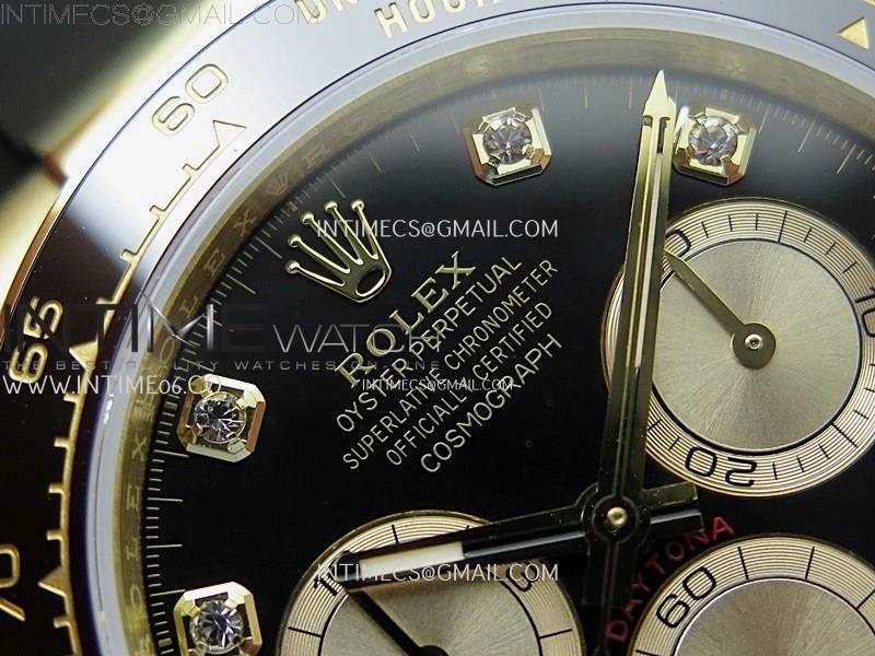 Daytona 126518 QF Gain Weight 1:1 Best Edition Black Dial Gold Subdial Diamonds Markers on Oysterflex Strap SH4131 V11