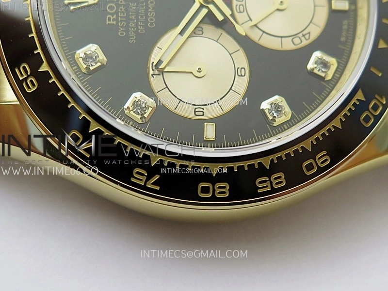 Daytona 126518 QF Gain Weight 1:1 Best Edition Black Dial Gold Subdial Diamonds Markers on Oysterflex Strap SH4131 V11