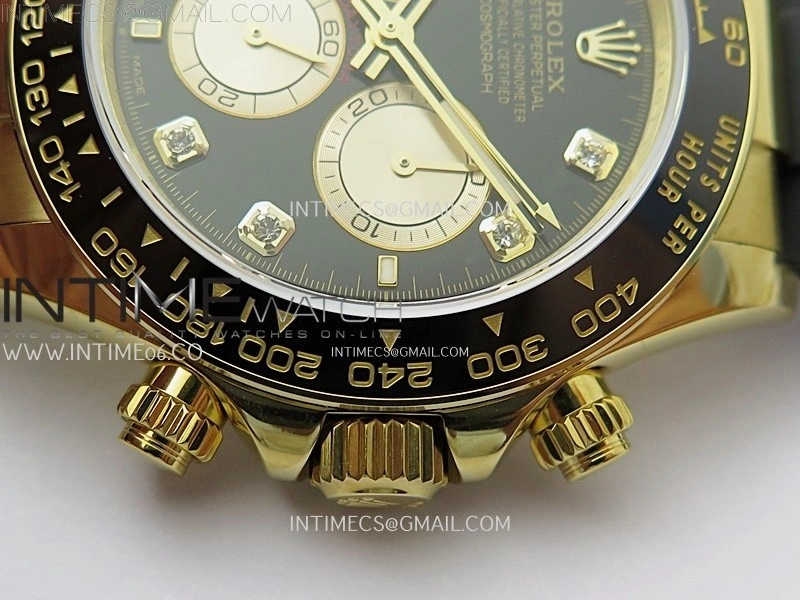 Daytona 126518 QF Gain Weight 1:1 Best Edition Black Dial Gold Subdial Diamonds Markers on Oysterflex Strap SH4131 V11