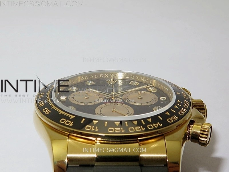 Daytona 126518 QF Gain Weight 1:1 Best Edition Black Dial Gold Subdial Diamonds Markers on Oysterflex Strap SH4131 V11