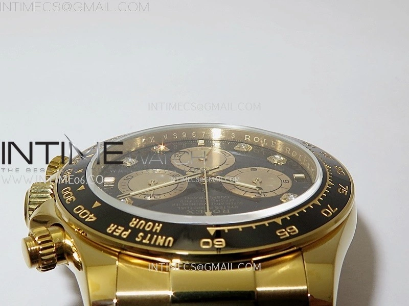 Daytona 126518 QF Gain Weight 1:1 Best Edition Black Dial Gold Subdial Diamonds Markers on Oysterflex Strap SH4131 V11